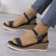 thumbnail image 2 of Bmisegm Ladies Summer Solid Colour Simple Thick Bottom High Heel Buckle Large Size Slope Heel Sandals Womens Sandals Summer Black 7.5, 2 of 9