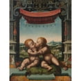 thumbnail image 2 of Workshop of Joos van Cleve 15x18 Black Ornate Wood Framed Double Matted Museum Art Print Titled - The Infants Christ and Saint John the Baptist Embracing (1520-25), 2 of 5
