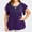 Purple, variant on Sevevn Fashion Woman Casual V-Neck Solid Print Lace Short Sleeve T-Shirt Summer Plus Size Tops
