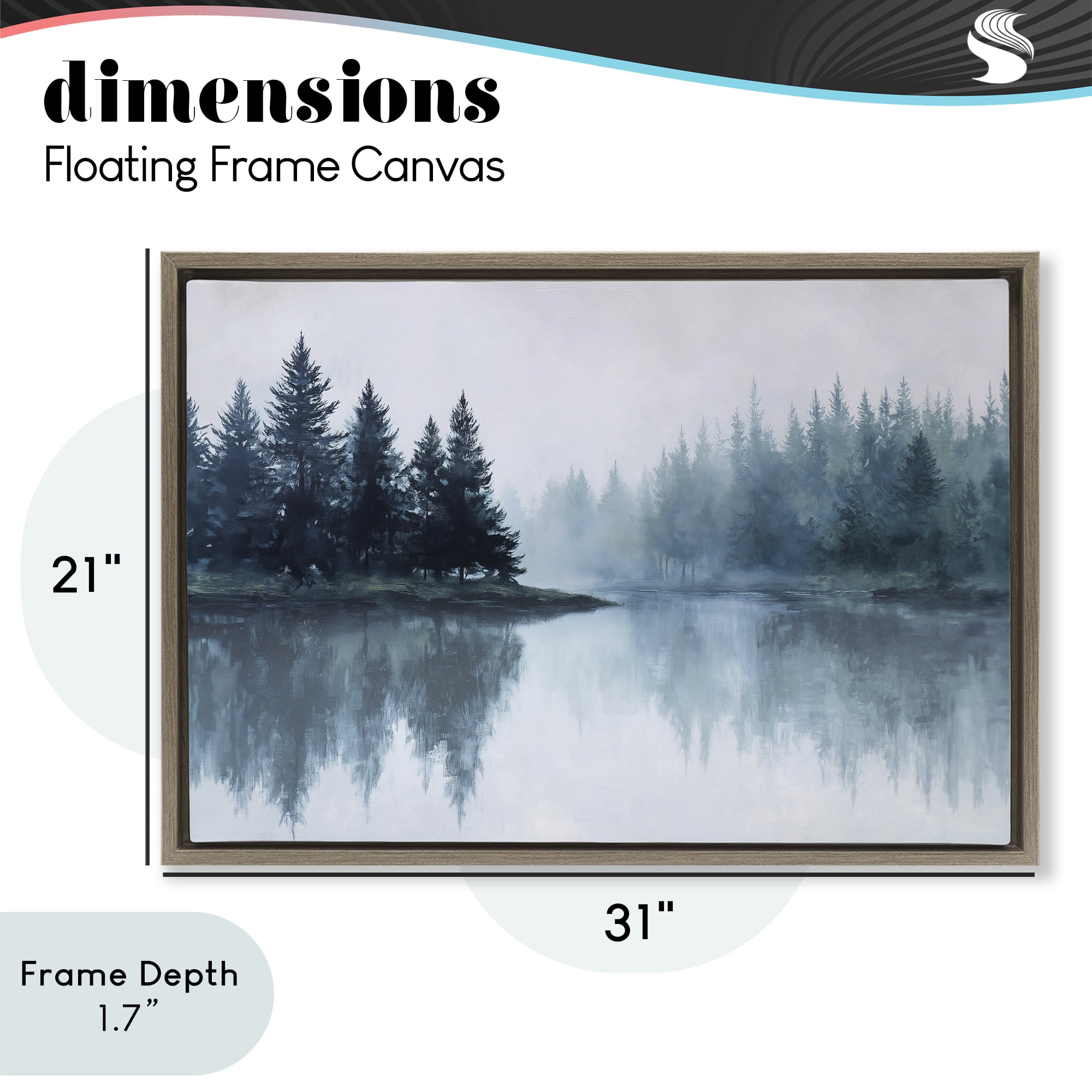 Stupell Industries Indigo Tree Reflections Brown Framed Floater Canvas Wall Art, design by Jacky Ngan
