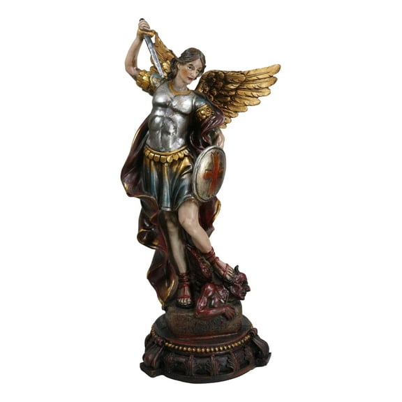 Armageddon War Archangel Saint Michael With Sword Trampling On Satan Figurine