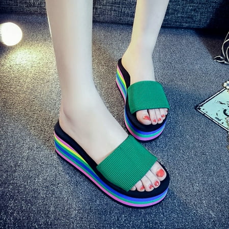 

Alueeu Women s slipper Women s Fashion Platform Bath Slippers Wedge Beach Shoes High Heel Sandals