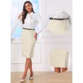 thumbnail image 2 of DARING DIVA Women's Soft  Stretchy Knee Length Bodycon  Skirt with Slit and Belt L Apricot, 2 of 6