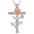 thumbnail image 1 of Collares con Dijes de Cruz RoseGrace02 1Pza Plata Collar Cruz/Rosa Dije 2x3cm Metal., 1 of 5