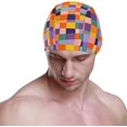 thumbnail image 2 of FYBTO Swimming Cap FYBTO Colorful Buffalo Plaid Unisex Adult FYBTO Polyester, 2 of 4