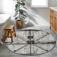 thumbnail image 4 of Vintage Gate Round Area Rugs Collection 3.3', Farmhouse Wooden Grain Shabby Chic Door Non Slip Indoor Circular Throw Runner Rug Floor Mat Carpet for Living Room Dining Table Bedroom Nursery, 4 of 9