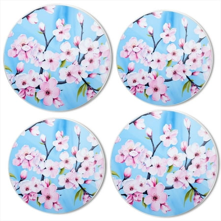

Bahomeck Gas Stove Burner Cover Set Of 4 Vibrant Pattern Of Pink Cherry Blossoms On Blue Background Metal Electric Stove Burner Covers Protecting Gas Stoves Kitchen Decor，8 Inch And 10 Inch