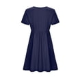 thumbnail image 5 of Antinious Plus Size Dresses for Curvy Women Short Sleeved Button Pocket Round Neck Beach Dress,Blue,XXXL, 5 of 5