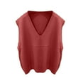 thumbnail image 3 of Tianiyouqing 100% Merino Wool Sweater Vest for Women V Neck Sleeveless Basic Pullover Sweater Red S, 3 of 4