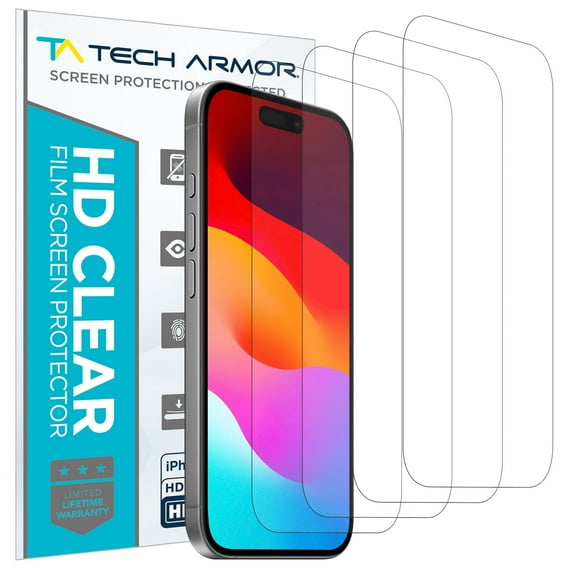 Tech Armor 4 Pack HD Clear Film Screen Protector for Apple NEW iPhone 17 6.3 Inch