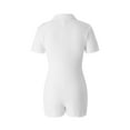 thumbnail image 4 of VISgogo Mono para Mujer, Manga Corta Color Sólido Rayas Texturizadas Slim Fitting Body Short Playsuit VISgogo  moda, 4 of 9