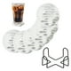 thumbnail image 1 of Juego de 6 Posavasos Redondos con Soporte, Posavasos de Silicona de 4" para Bebidas, Antideslizante, Resistente al Calor, Cojín de Vidrio para Decoración de Bar, Cocina y Oficina, Blanco (Rayas), 1 of 7