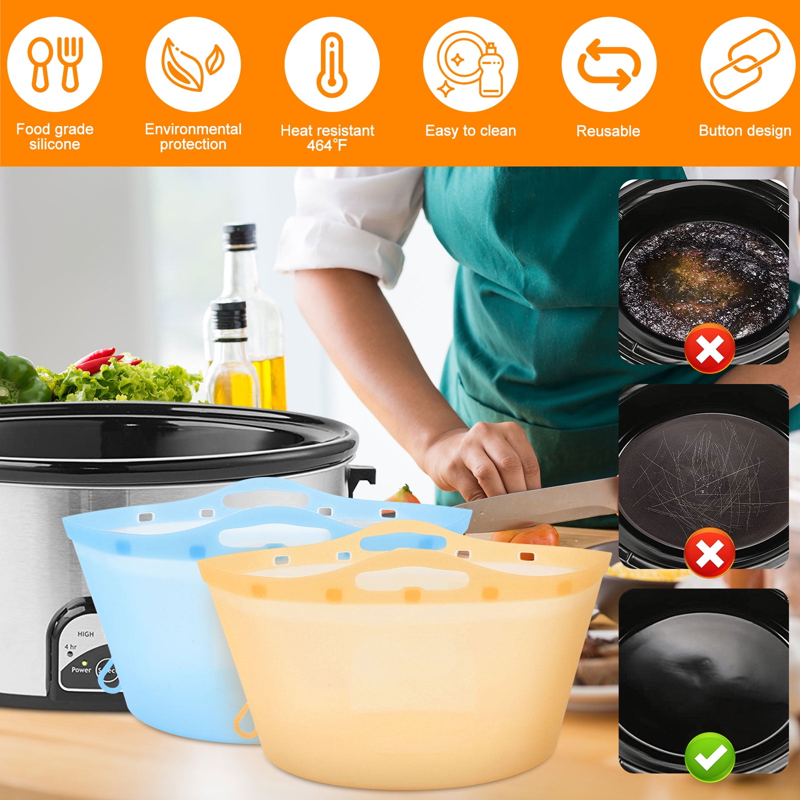 Reusable Slow Cooker Liner, Liners, Reusable Cooking Bags Fit 6-7 Quarts Pot,  Leakproof & Dishwasher Cooking Liners for Oval Pot - AliExpress