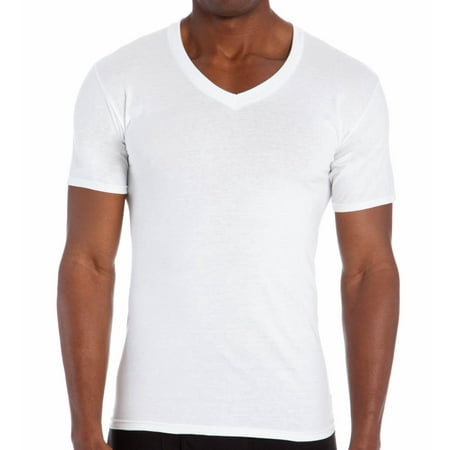 Hanes 7880W6 Classic Mens White V-Neck T-Shirt P6 Extra Large White ...