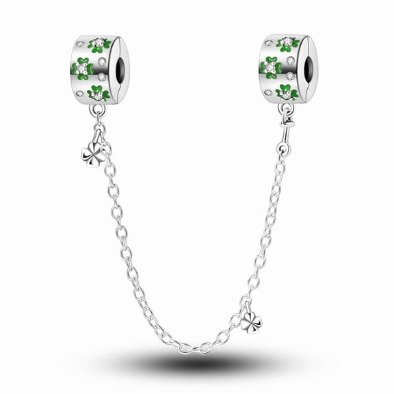 Good Luck Fixed Clamp Safety Chain Charm, Compatible with Most Bracelet, Charm for Bracelet
