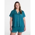 thumbnail image 2 of Joyspun Women's Dreamy Soft Collection Notch Collar Top and Shorts Pajama Set, 2-Piece, Sizes XS-3X, 2 of 6