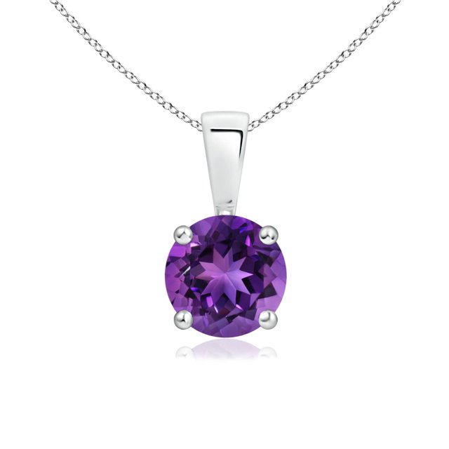 Angara Collier en Améthyste Naturelle - Pendentif Solitaire Rond en Argent Sterling 925 pour Femmes