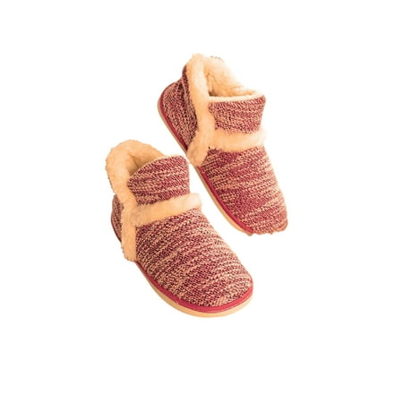 

Rotosw Couple Knitted Plush Lined Slippers Ankle Boots Slip On Booties Winter Shoes US 5.5-11