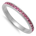 thumbnail image 4 of CHOOSE YOUR COLOR Sterling Silver Eternity Band Rose Pink CZ Thin 2mm Ring 925 Female Size 3.5, 4 of 4