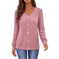 thumbnail image 3 of Fantaslook Tops for Women V Neck Long Sleeve Blouses Eyelet Casual Fall Shirts Trendy, 3 of 9