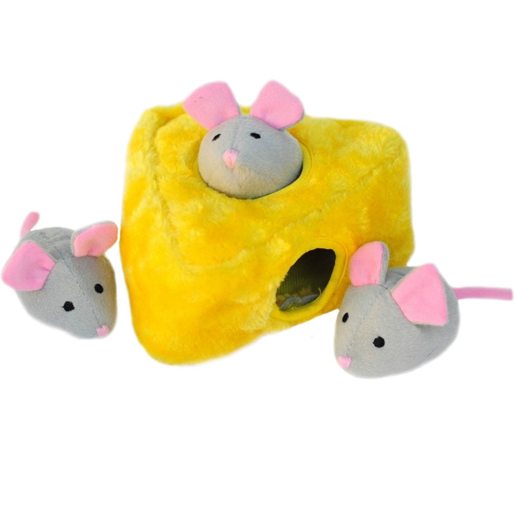 ZippyPaws Burrow Squeaky Hide and Seek Plush Dog Toy, Mice N Cheese