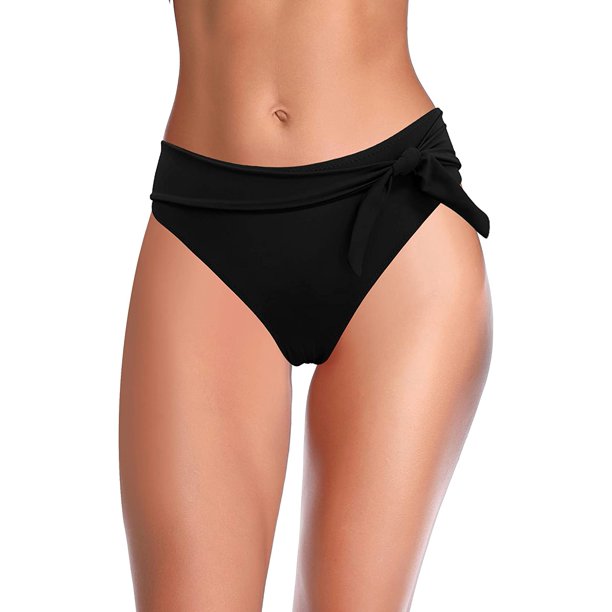 Nudo de Corbata para Mujer Delantero de Cintura Alta Fondo de Bikini negro CH negro CH Xishao ropa