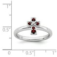 thumbnail image 5 of 925 Sterling Silver Stackable Expressions Rhodium Garnet Cross Ring Size: 6; for Adults and Teens; for Women and Men, 5 of 5
