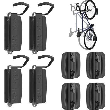 Bike Wall Mount,Bike Hangers for Garage and Indoor Storage,Space Saving Sturdy Wall Mount Bike Rack,Vertical Bike Rack Holds Up to 77 lbs,4 Pack,Black