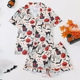 thumbnail image 2 of Yuncity Women Halloween Sleepwear Printed Collar Short Sleeve Pajama Short Pants Stylish Cute Pajama Sets Beige Xl, 2 of 9