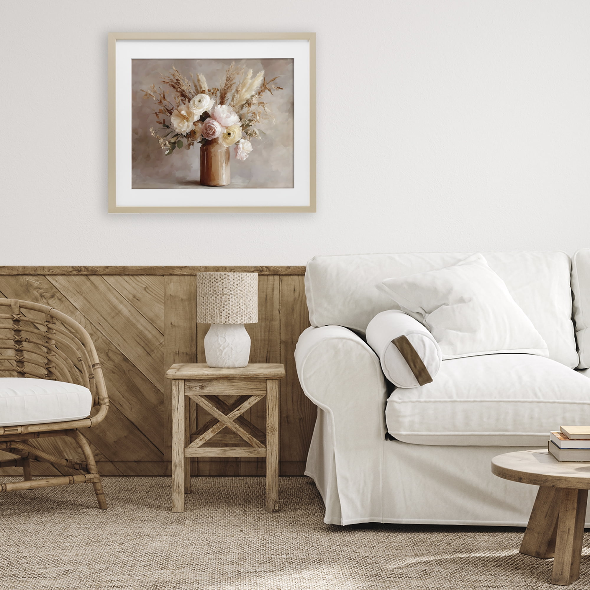 Stupell Industries Elegant Wheat Bouquet in Vase Birch Framed Print Under Glass, design by Franklyn Gregory