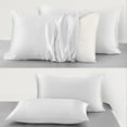 thumbnail image 6 of Flxxie Satin Pillowcases with Hidden Zipper for Hair and Skin, Breathable Cooling Pillow Cases, White, Standard 20"X26", 2 Pack, 6 of 6