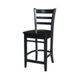 thumbnail image 5 of 36" Round Solid Wood Pedestal Gathering Height Table in Black & 2 Emily Stools, 5 of 6