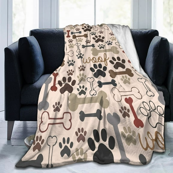 LHSHID Dog Paws BlanketCartoon Puppy Kitten Dog and Cat Animal Paws Print Bone Throw BlanketsFlannel Cozy Sofa Bed Fleece Plush Blanket DecorFunny Gift for Animal Lover 30x40inch