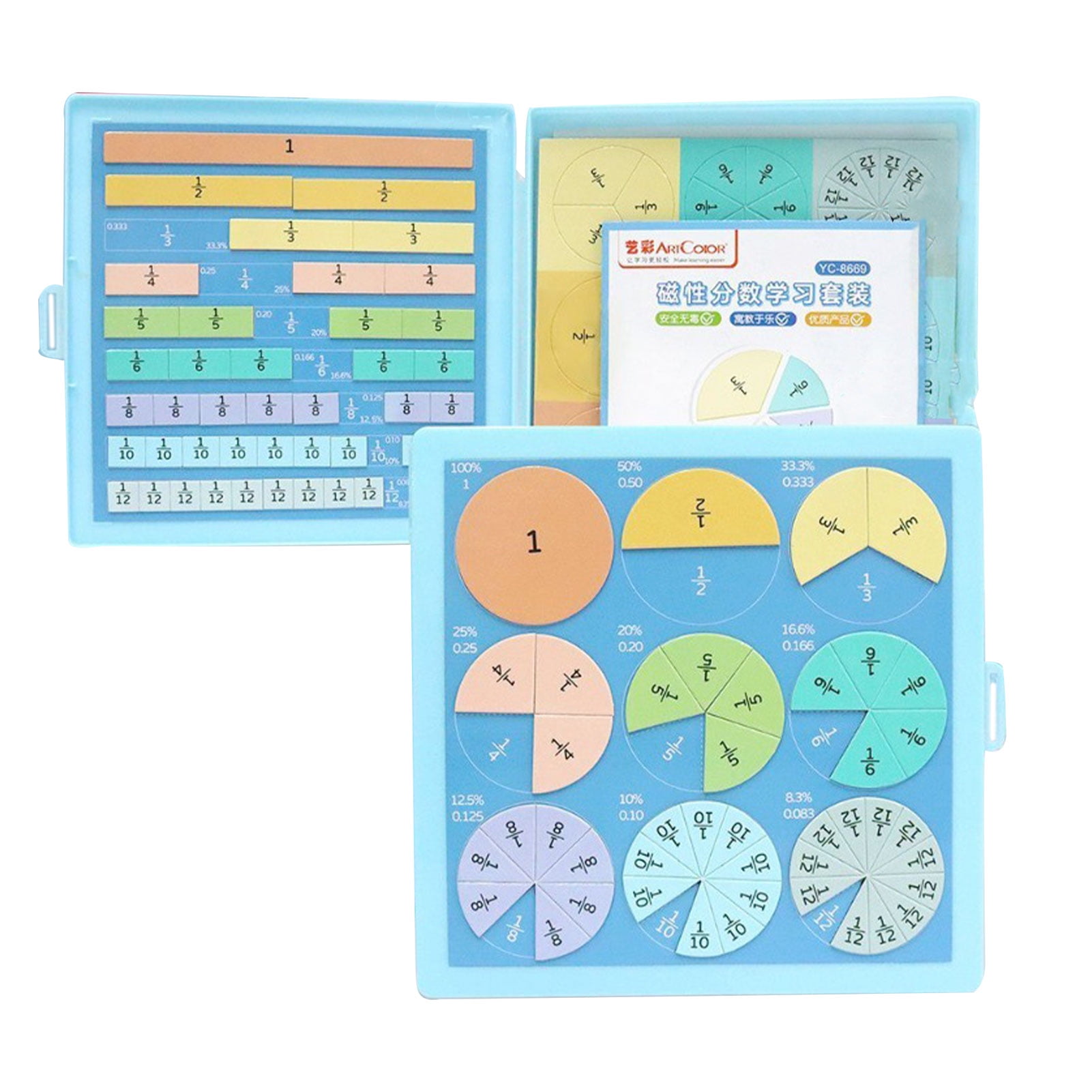 ZheElen Maths Magnetic Puzzle Kit Fraction Circles For Kids Magnetic Fraction Puzzle