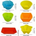 thumbnail image 2 of Artrylin 24 Pack 2 Inch Mini Silicone Cupcake Liners Reusable Baking Cups Nonstick Pastry Muffin Molds Multi-Color Random 4 Shapes (Round, Star, Heart, Flower,Square), 2 of 7