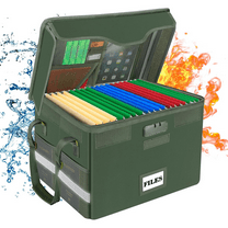 Fireproof Document Box with Lock,File Storage Organizer with Mesh Pockets&Lid,Collapsible Portable File Box Home Office Safe Filing Cabinet with Handle for Hanging Letter/Legal Folder,Green