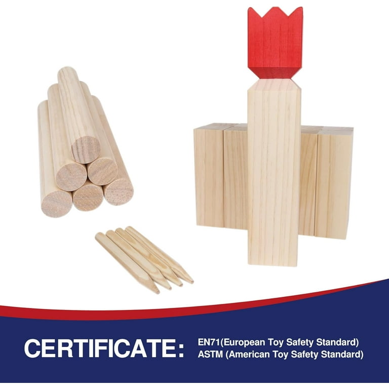 Fugocen Kubb Yard Game Set, Durable Hardwood Blocks, Family