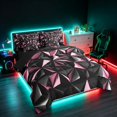 thumbnail image 2 of Manfei 3D Geometric Triangle Twin Bedding, Light Pink Black Bedding Comforter Set, Black Reversible 7-Piece, 2 of 6