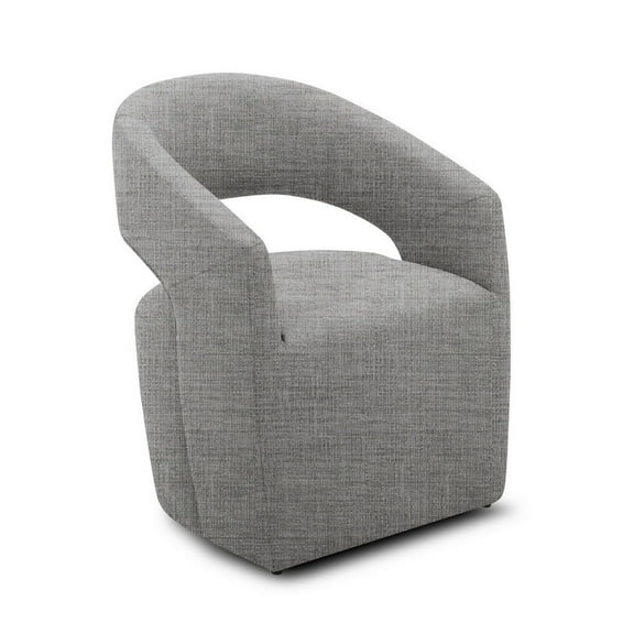 Benjara 26" Accent Chair- Cushioned- Curved Open Back- Gray Fabric Upholstery