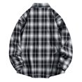 thumbnail image 3 of Plaid Shirts Men Fall Casual Trendy Plus Size Long Sleeve Button Down Lapel Shirt Coat Outdoor Activity Loose Comfortable Jackets for Men Black XXL, 3 of 3