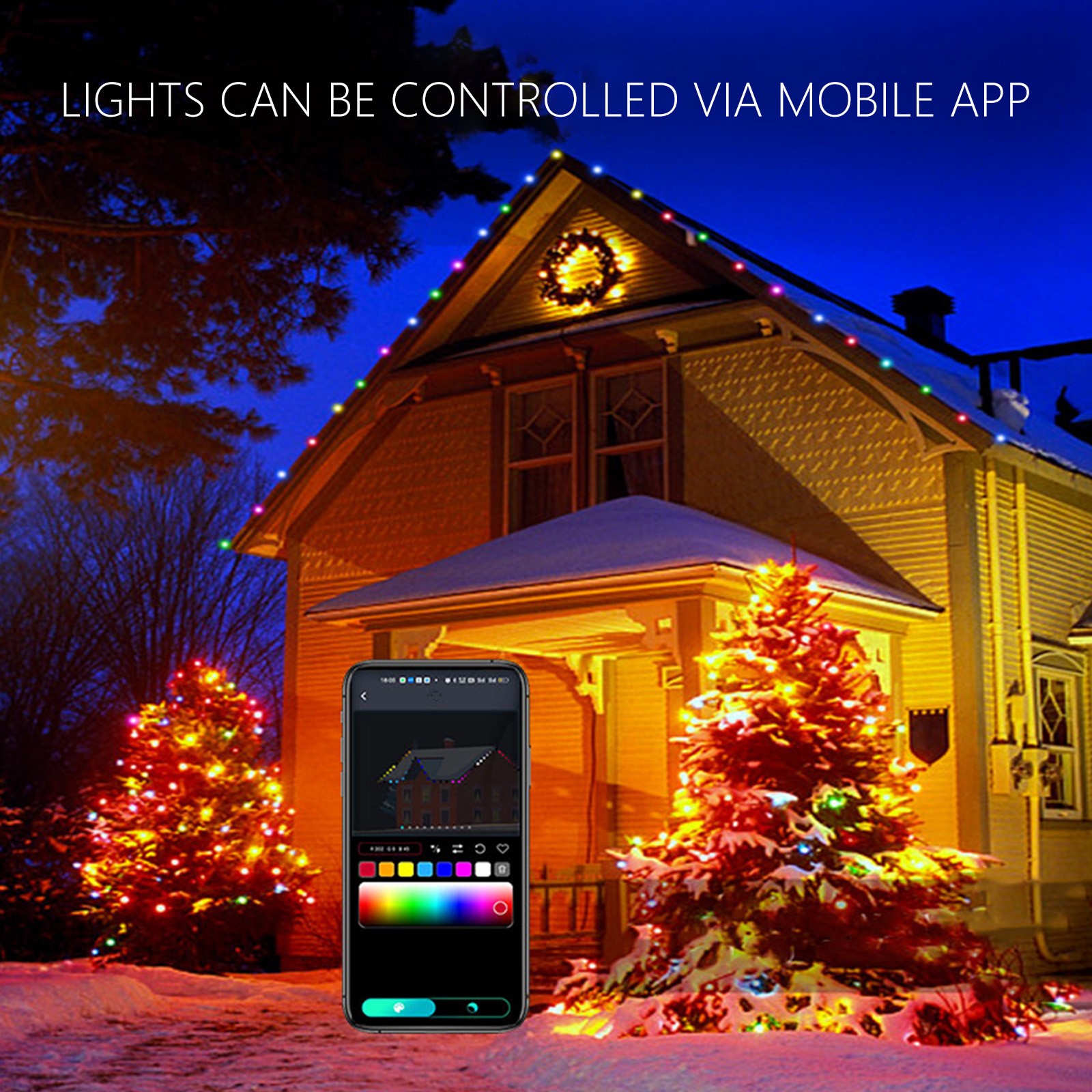 Guirlandes De Noël Avec Lumières LED - Lot De 5 Guirlandes De 2m + Guirlande Lumineuse 10m 100 LEDs - Multicolore