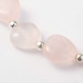 thumbnail image 2 of 1pc Heart Rose Quartz Stretch Bracelets with Silver color Iron Finding 57mm, 2 of 3