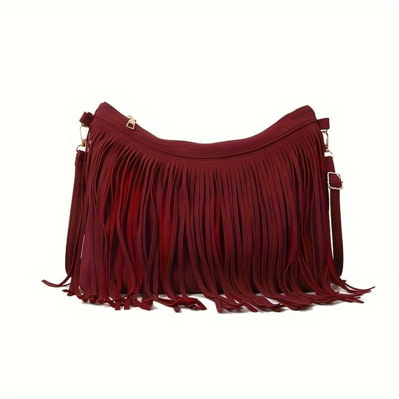 MMYGU Fringed Crossbody Bag Retro Tassel Shoulder Bag Trendy Hobo Bag Handbag For Women