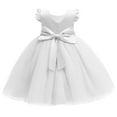 thumbnail image 5 of AUNVITO Girls 4-10Y Puffy Tulle Dress Cap Sleeve with Pearl Bow Elegant Party Formal Gown, 5 of 5