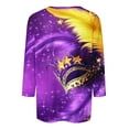 thumbnail image 4 of QATAINLAV Birthday Gifts 2025 Mardi Gras Outfit for Women Carnival Themed Tops 3/4 Sleeve Blouses Plus Size Costumes Party Holiday Shirts Purple L, 4 of 6