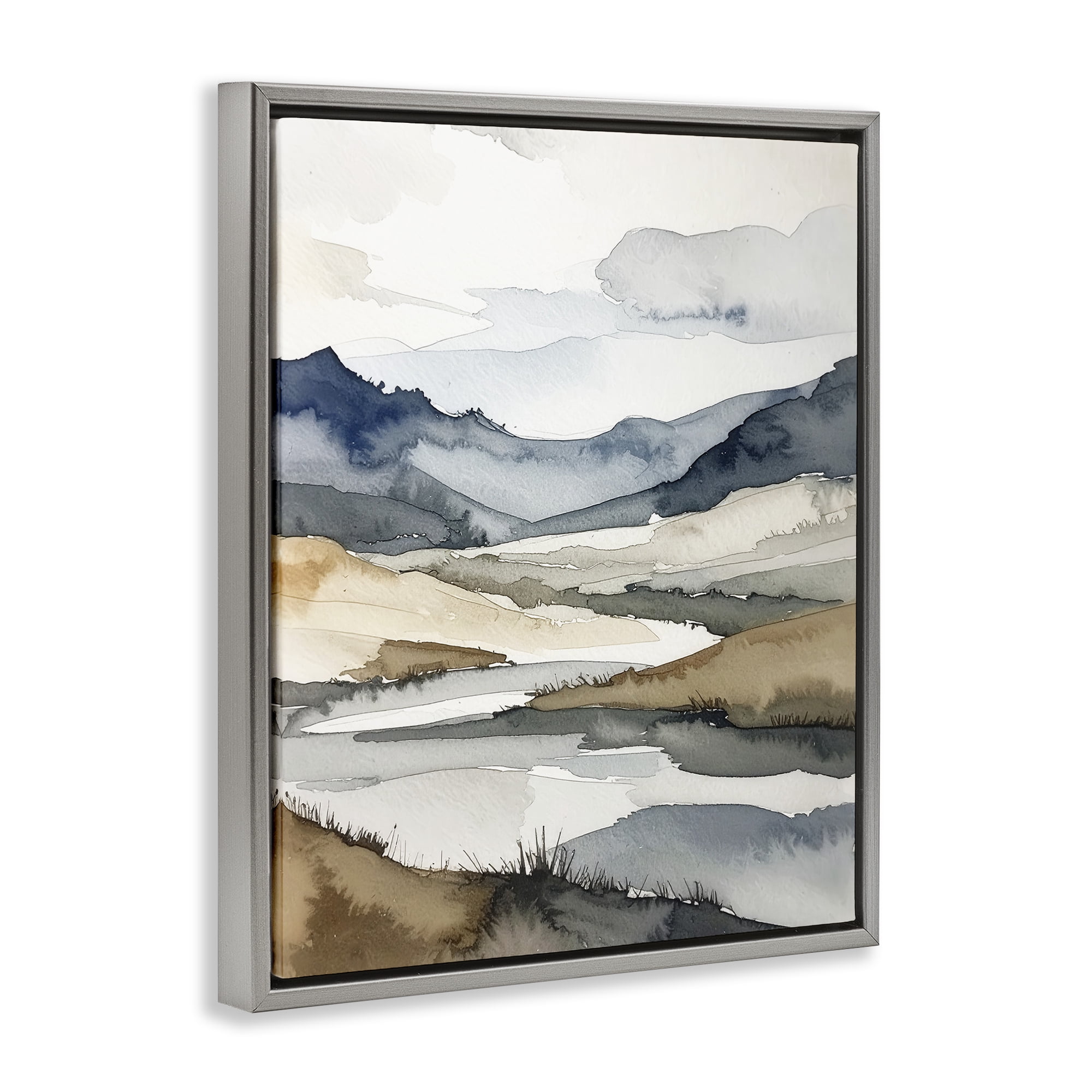 Stupell Industries Flow Of Water River Gray Framed Floater Canvas Wall Art, design by Alonza Saunders