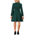 thumbnail image 3 of INSPIRE CHIC Women's Contrast Button Decor Long Sleeve Wear-to-Work Dress S Green, 3 of 6