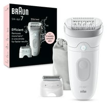Braun Silk-epil 7 Epilator, Wet and Dry, Wide Head, Includes Shaver Head and Trimmer Comb, SE7-041, Silver