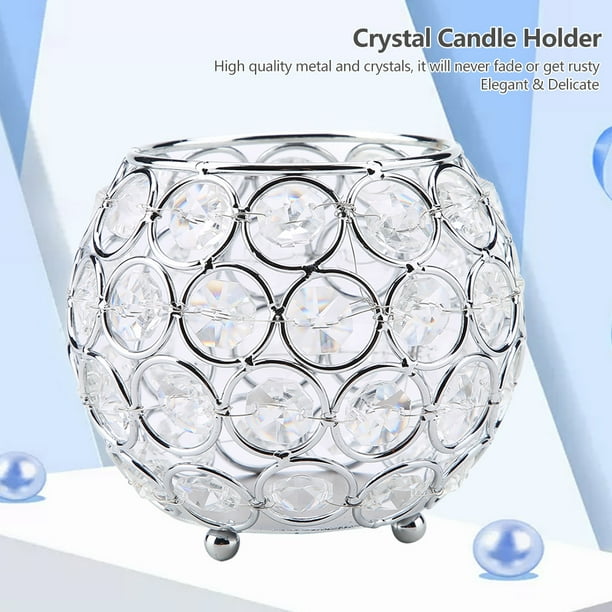 Centro de Mesa Decorativo Para Mesa, Candelabro Tejido Artificial, Candelabros de Cristal Con Cristal Brillante para Boda
