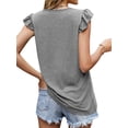 thumbnail image 5 of ZXSXSY Womens U Neck Flutter Sleeve Solid Color Pleated Tank Top, 5 of 6